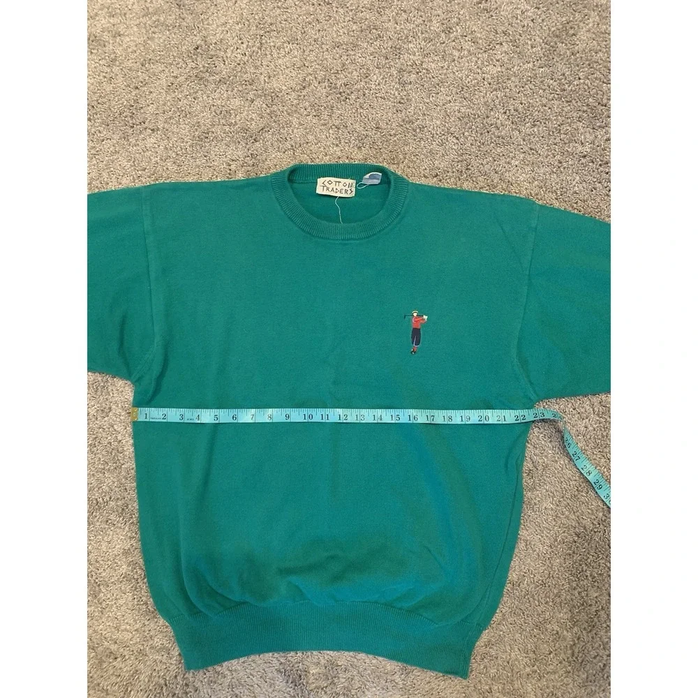 Vintage Cotton Traders Sweater XL Green Knit Pullover Cotton Golf Grandpa Core